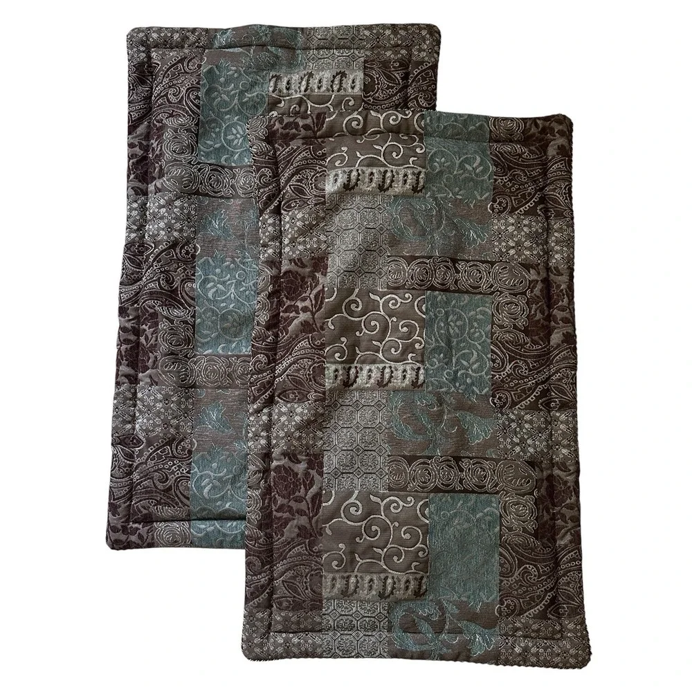 Croscill Home Galleria Quilt Shams 40x25 in California King Brown Teal Set of 2